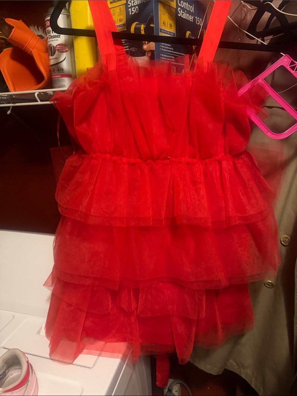 Amazon Red Layered Tulle Kids Costume Dress